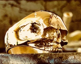 Ezi Zino Schmuck Designer Crack Skull Biker Outlaw Ring 585er Gelbgold