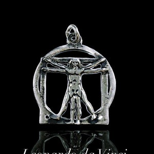 Vitruvianske mannen Leonardo Da Vinci massivt silver sterlingsilverhänge EZI ZINO bild 1