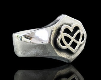 LOVERS Infinity Herz Massiv Sterling Silber 925 Ring