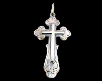 Vintage Russian Cross  Sterling Silver 925 Pendant
