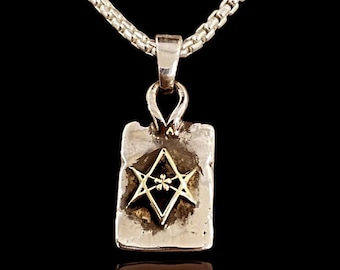 Handmade Unicursal hexagram Pendant Solid Sterling Silver 925 & BRASS