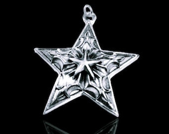 The Black Star / Flaming Star LP Sterling Silver 925 BIG Pendant