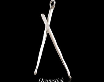 Solid Sterling Silver 925 Drum Sticks Pendant