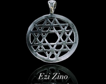 LUCKY STARS Star Of David Judaica Sterling Silver 925 Pendant Ezi Zino Design