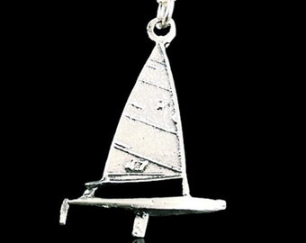 3d Laser dinghy sailboat  4.7  Solid 925 Sterling Silver Pendant Necklace