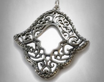 Hamsa Hand  Sterling Silver 925 Pendant By Ezi Zino