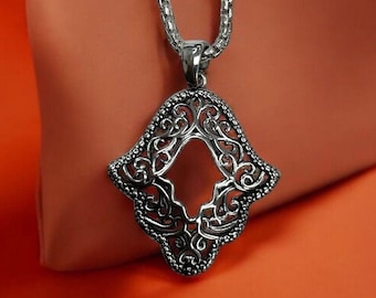 Hamsa Hand  Sterling Silver 925 Pendant By Ezi Zino