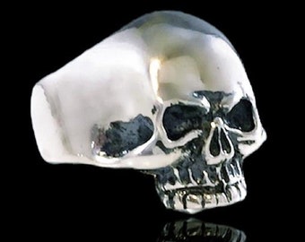 Skull BIKER OUTLAW Solid Sterling Silver 925 ezi zino