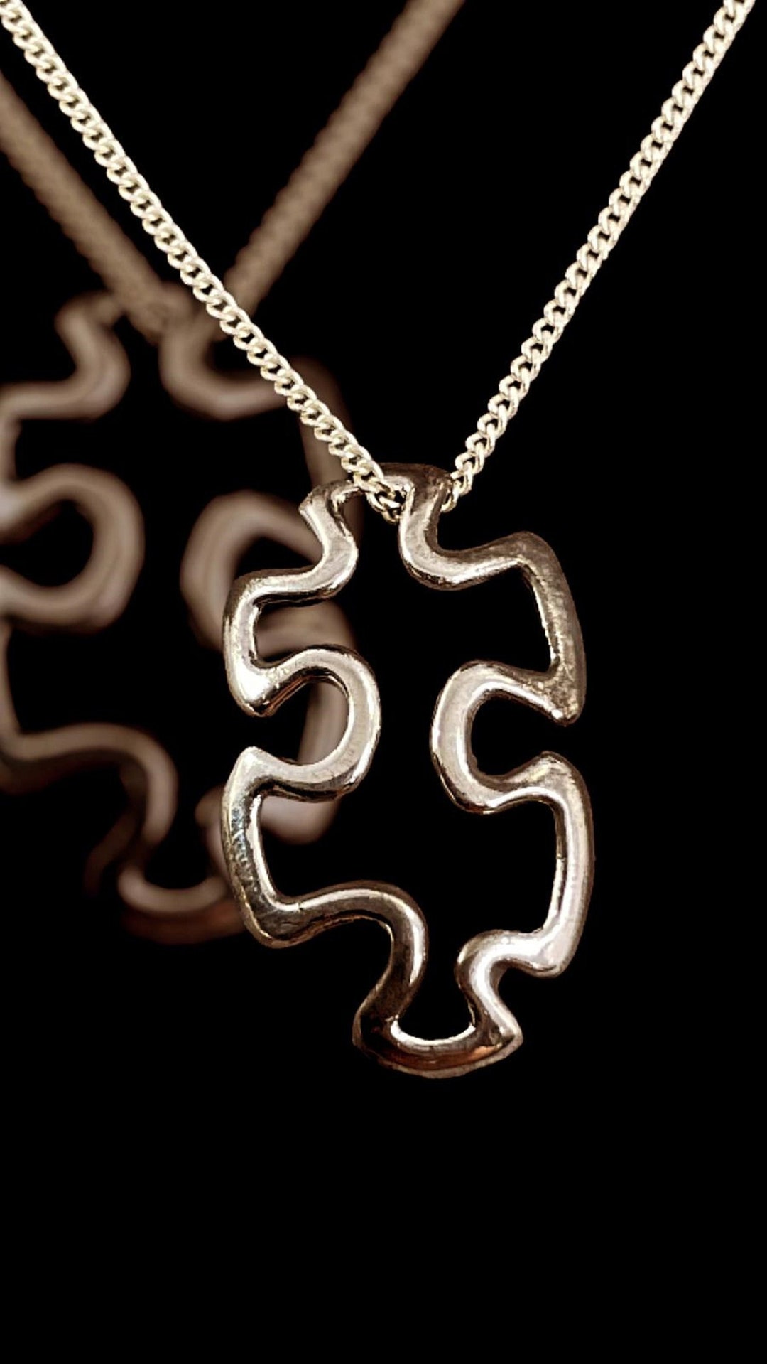 PUZZLE Piece Necklace in a Solid Sterling Silver 925 AUTISM Awareness ...