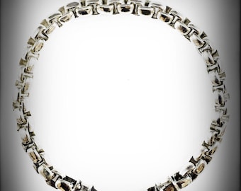 Ezi Zino Designer Jewelry Solid Sterling Silver 925 box chain bracelet & Black Diamonds 0.18 Carat