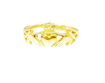 Irischer Claddagh Love & Freundschaftsring 14k Gelbgold Ring