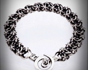 Ezi Zino Designer Jewelry Rock Star Solid Sterling Silver 925 Bracelet