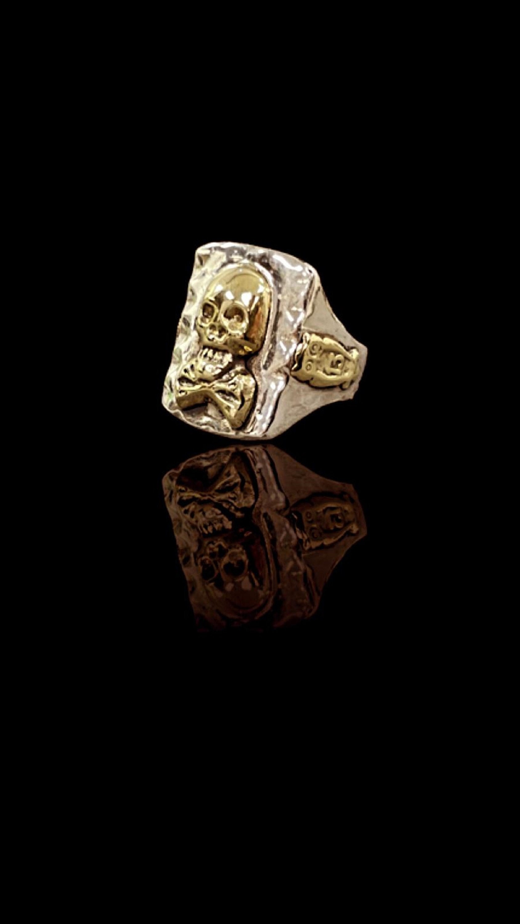 Biker Ring Mexico Mexican Skull Owl 13 Bones Solid Sterling Silver 925