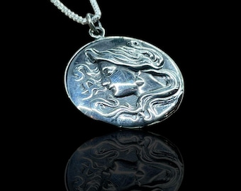 Massiv Sterling Silber 925 Vintage Cameo Damenkopf Anhänger