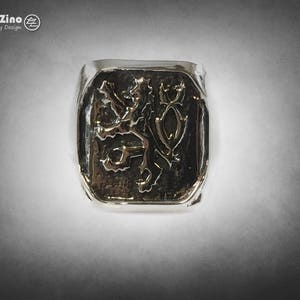 EZI ZINO Hand Made Art Monarchy Lion Signet Ring Solid Silver Sterling Ring image 4