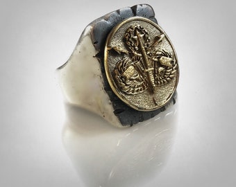 Alter Spezialeinsatzkommando Ring Sterling Silber 925 Messing & Sterling Silber 925 Ring