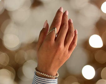 Israel Delini Designers Hand gemacht Kunst-moderne Zick-Zack-massiv Silber Sterling Ring Größe 7