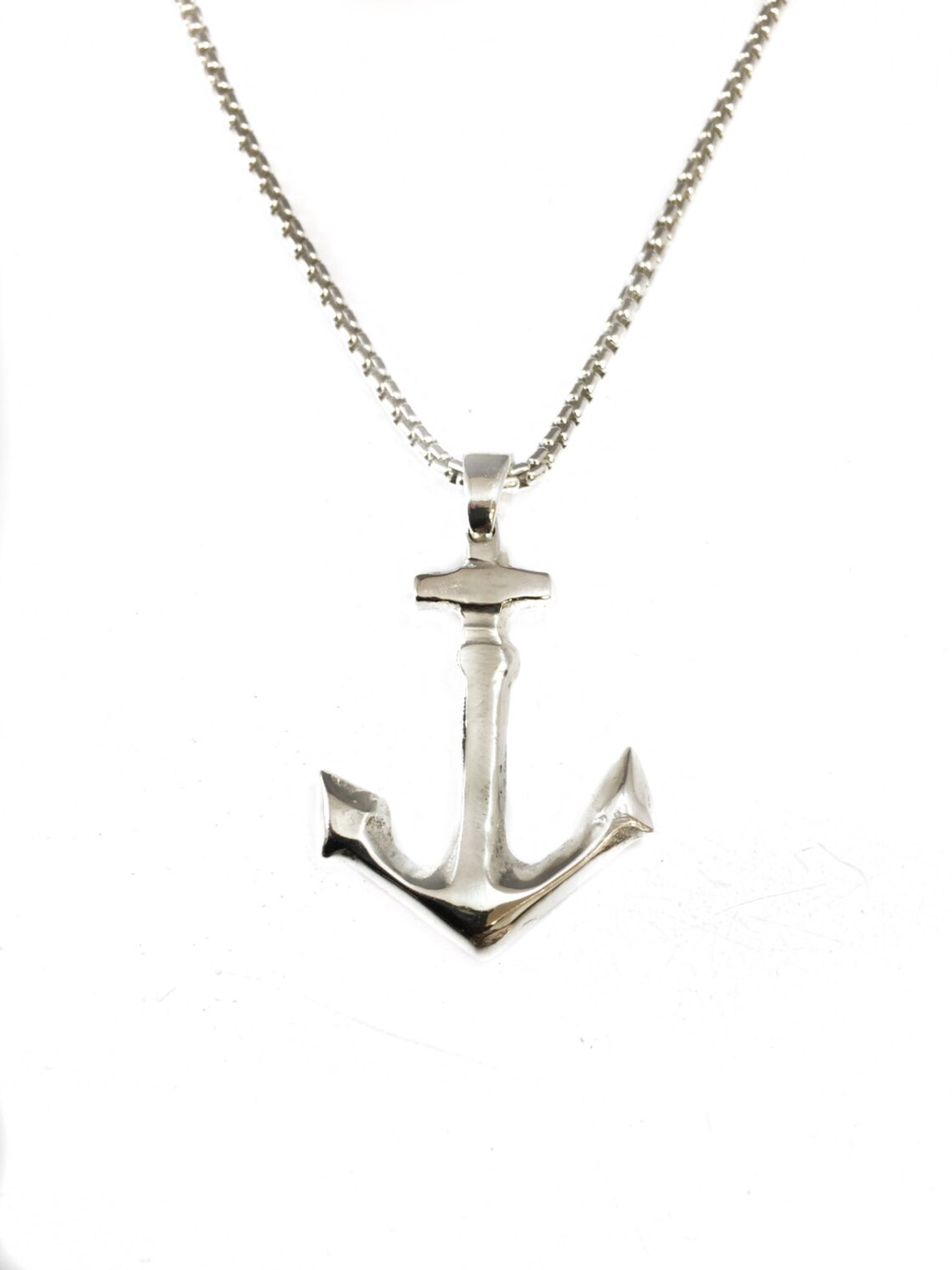 Solid Sterling Silver 925 Nautical Anchor Boat Pendant Etsy