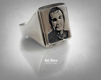 4th Prime Minister of Israel Golda Meir portrait ring by Ezi Zino