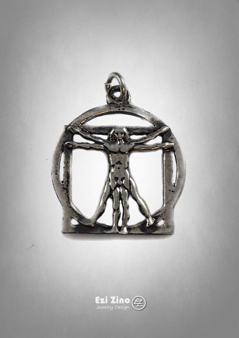 Vitruvianske mannen Leonardo Da Vinci massivt silver sterlingsilverhänge EZI ZINO bild 3