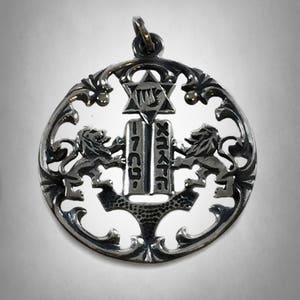 Vintage Pendant TEN Commanadments Star of David Lions Zion Israel Bible
