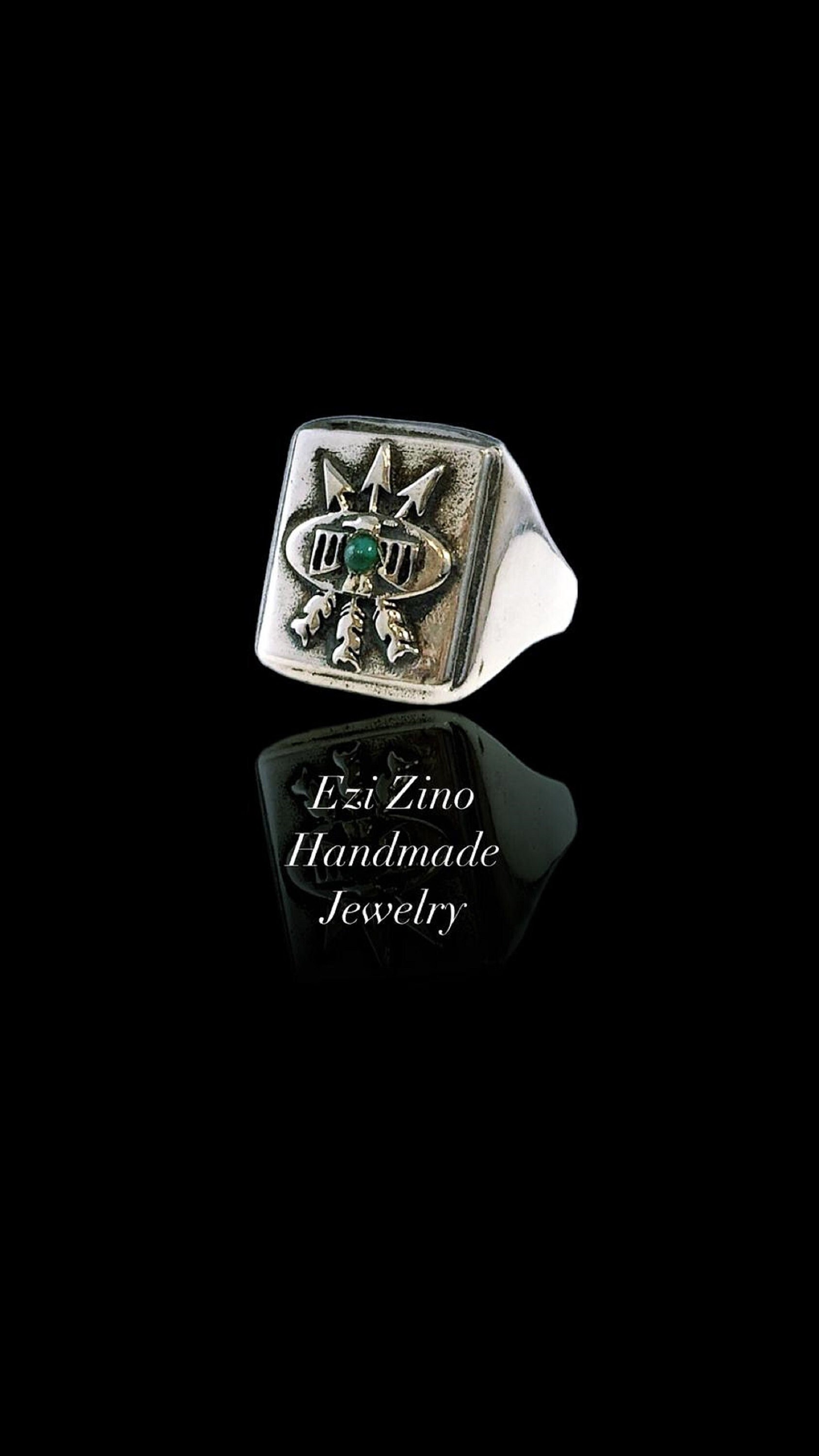 【60％OFF】 Arrows Navajo Style Ring Turquoise Stone Signet Ring Solid アクセサリー