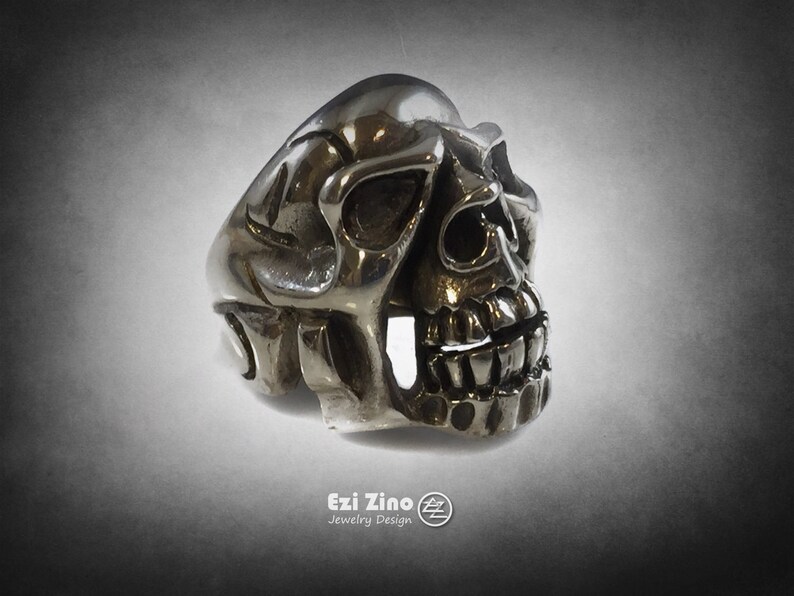 Ezi Zino Skull sterling silver 925 BIKER OUTLAW ring solid 23 grams