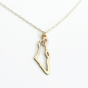 Israel pendant, Israel Map pendant, Israel Shaped Pendant Country Pendant, Jewish jewelry Holy land pendant, Unique gift 14K Yellow gold