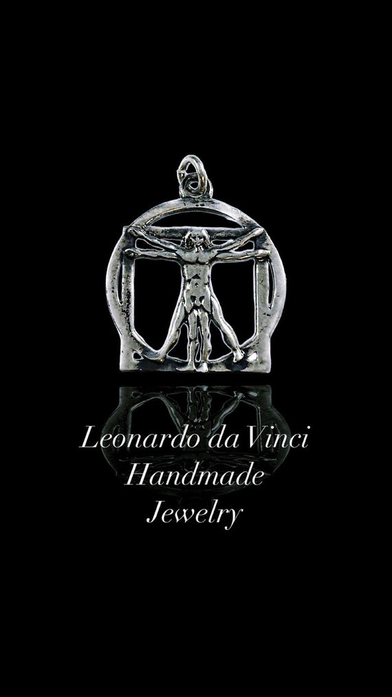 Vitruvian Man Leonardo Da Vinci Solid Silver Sterling Pendant EZI ZINO