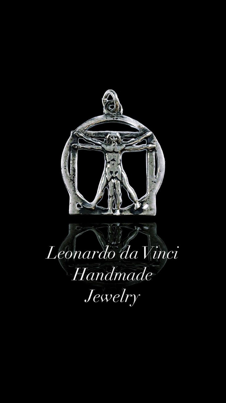 Vitruvianske mannen Leonardo Da Vinci massivt silver sterlingsilverhänge EZI ZINO bild 1