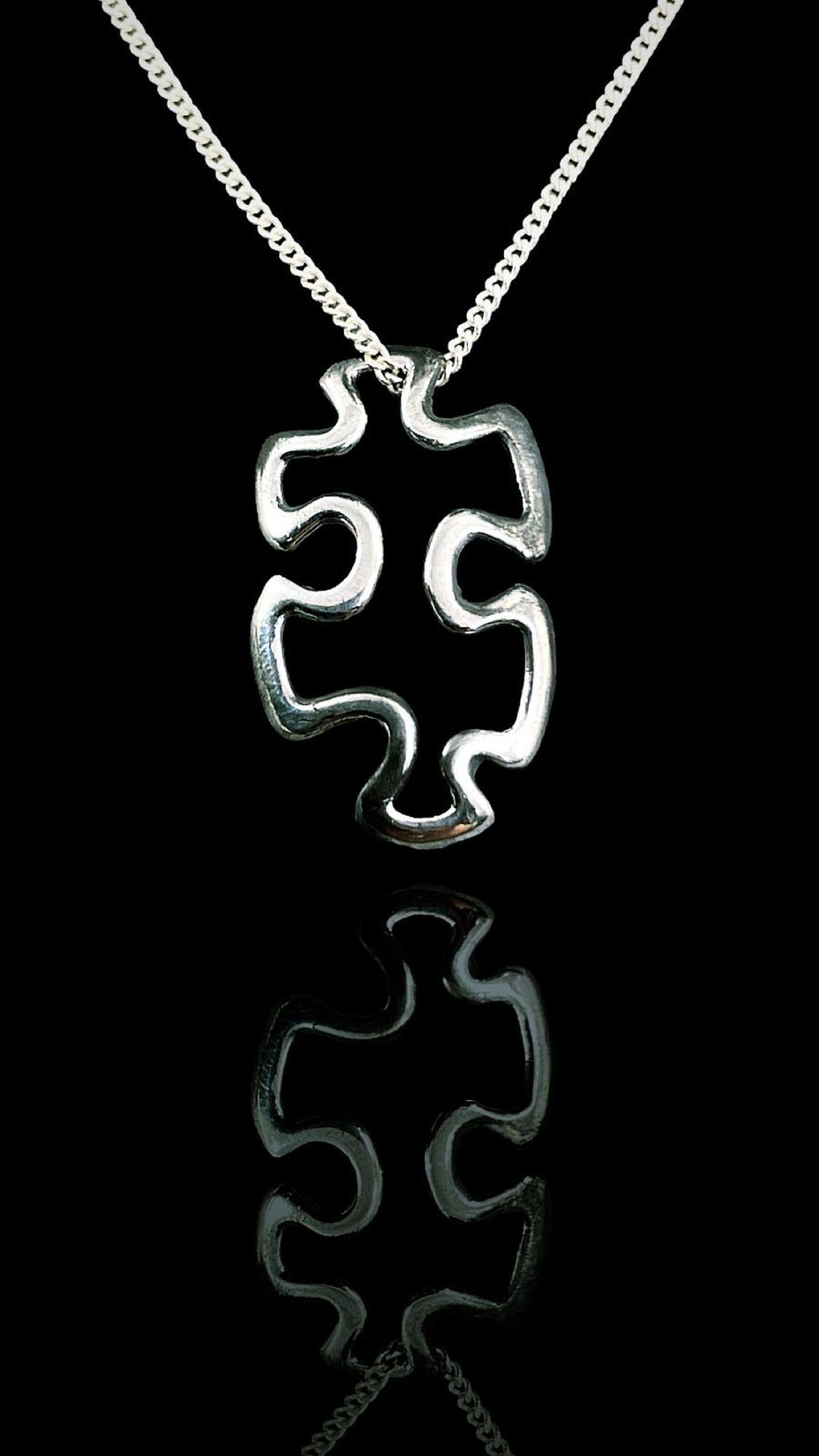 PUZZLE Piece Necklace in a Solid Sterling Silver 925 AUTISM Awareness ...