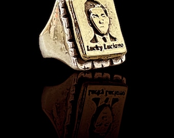 Lucky Luciano Italian Mafia Portrait Ring Sterling Silver Lucky Luciano Italian Mafia Portrait Ring Sterling Silver