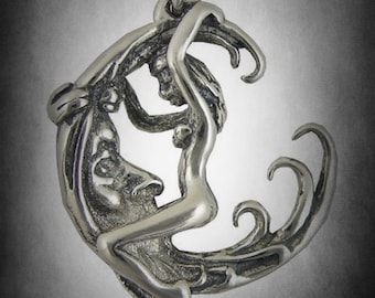 Sterling Silver 925 3d Moon Rider 