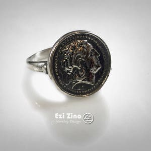 vintage Alexander Great Greek Coin ring Sterling Silver 925