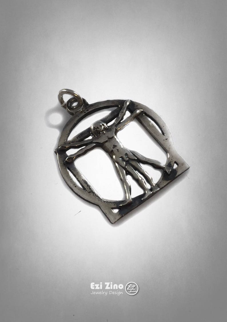 Vitruvianske mannen Leonardo Da Vinci massivt silver sterlingsilverhänge EZI ZINO bild 2