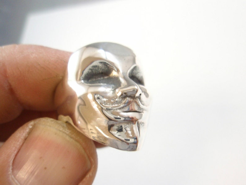 Guy Fawkes Occupy Anonymous Mask Ring Sterling Silver Original Ezi Zino ...