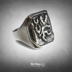 EZI ZINO Hand Made Art Monarchy Lion Signet Ring Solid Silver Sterling Ring image 3