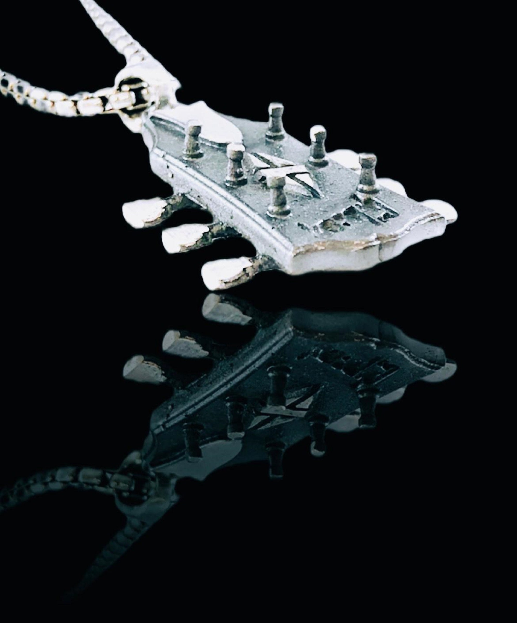 ART Diamond Inlay headstock handmade Pendant Solid Sterling Siver 925