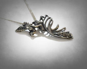 Solid 925 Sterling Silver Mother and Baby Angels Pendant Necklace