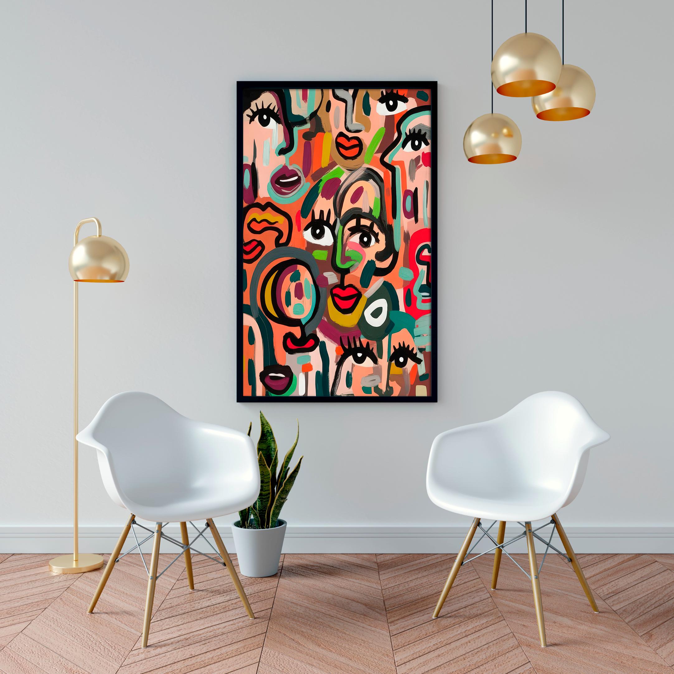 Colorful Abstract Faces Wall Art – Modern Expressionist Portrait Print ...