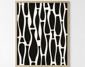 Minimalist Black and White Poster | Abstract Organic Pattern | Modern Digital Art