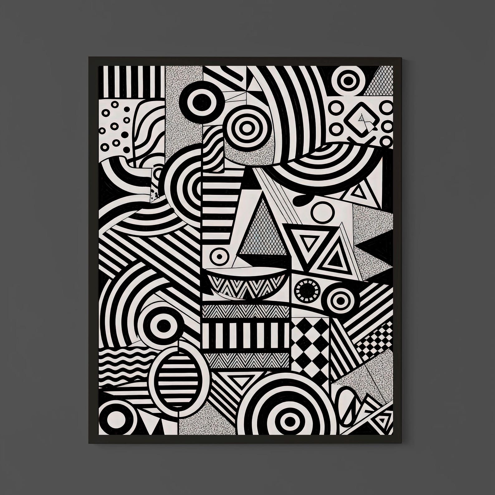 Black and White Geometric Abstract Wall Art – Modern Minimalist Print ...