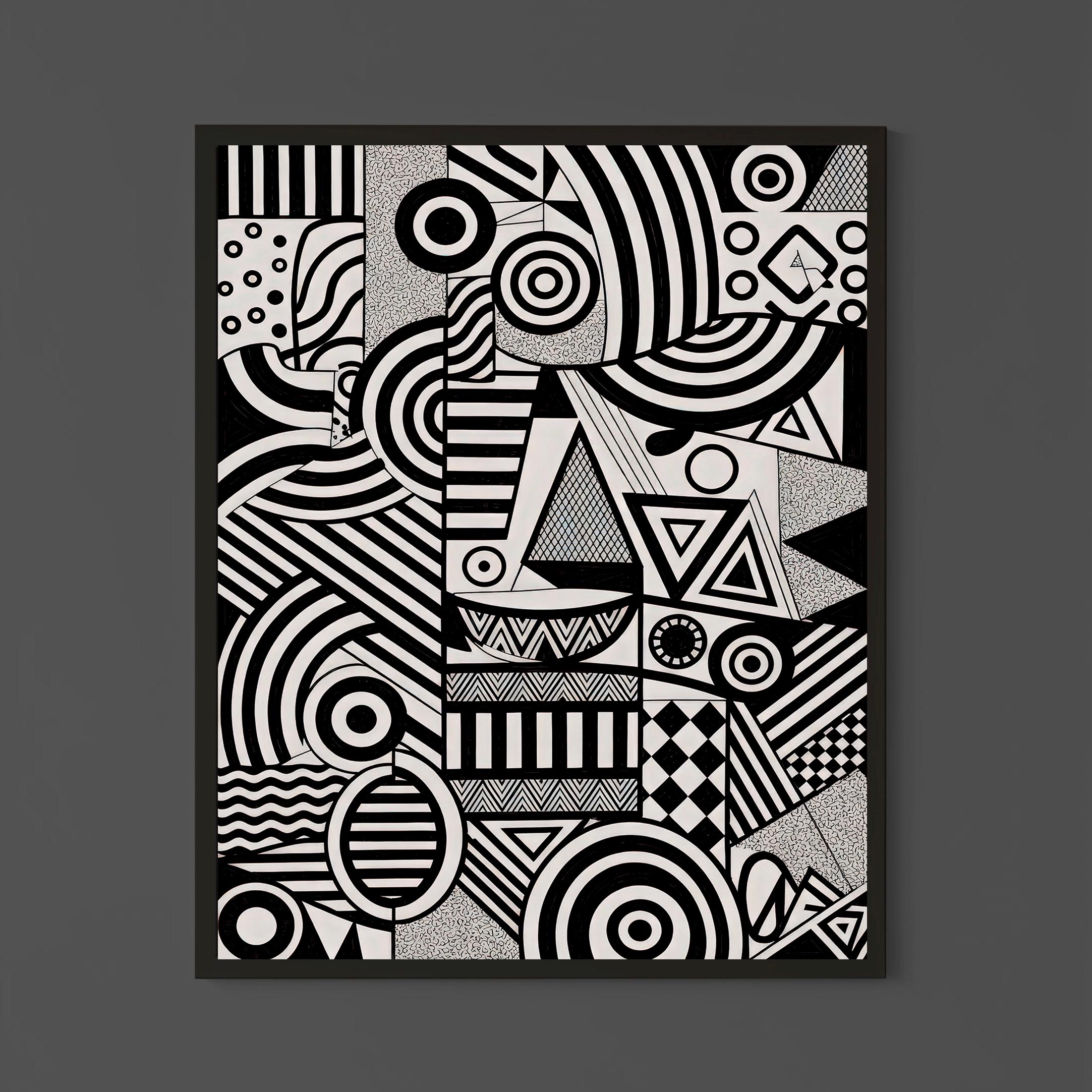 Black and White Geometric Abstract Wall Art – Modern Minimalist Print ...