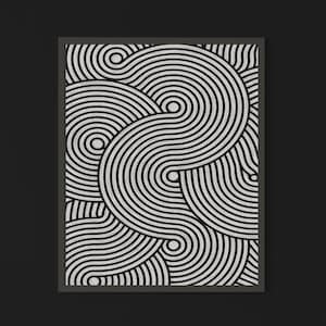 Minimalist Line Art in Black and White | Modern Optical Illusion Abstract Wall Print with Curves and Circles for Stylish Home Decor