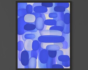 Blue Abstract Art Print: Minimalist Organic Shapes (Digital Download)