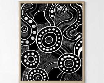 Dot Pattern Abstract Print | Black and White Minimalist Art, Digital Poster