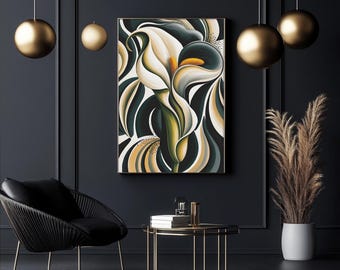 Modern Floral Wall Art | Minimal Abstract Calla Lily, Digital Poster for Home