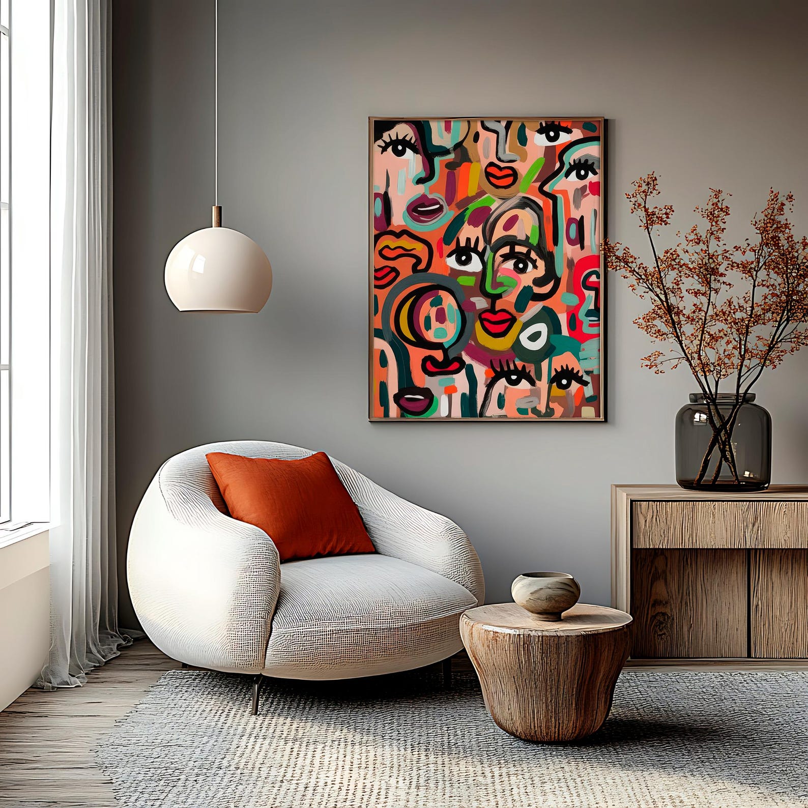 Colorful Abstract Faces Wall Art – Modern Expressionist Portrait Print ...