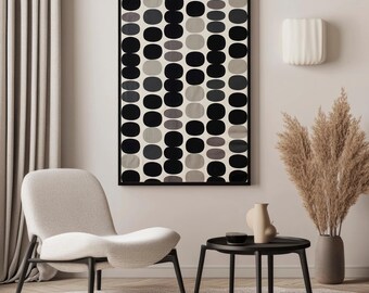 Scandinavian Geometric Wall Art, Neutral Mid Century Modern Pattern Print | Digital Download