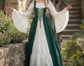 Handmade Green Peasant Dress Costume, Tavern Wench Renaissance Faire  Cottagecore Gown - Etsy